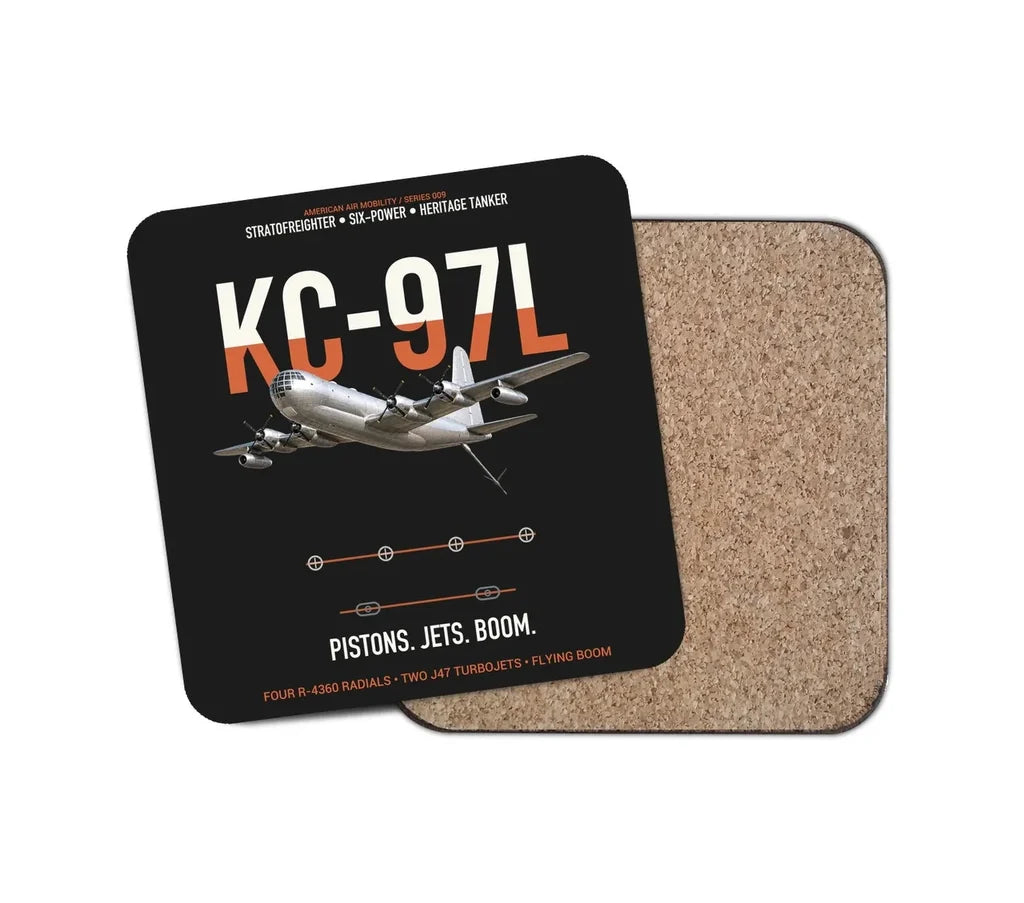KC-97L STRATOFREIGHTER design on black 1 piece coaster