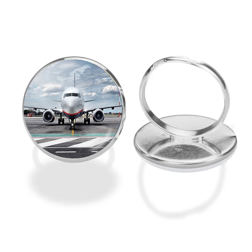 Amazing Clouds and Boeing 737 NG aviation ring in stainless steel.