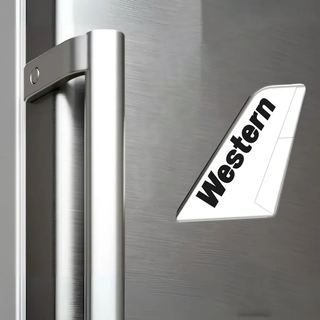 Western Airlines aviation design tail magnet in 3D metal with magnetic back.