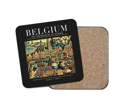 BELGIUM - Poster - Coaster - Black