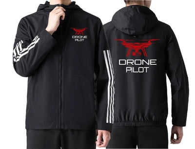Drone Pilot Sport Style aviation design printed on lightweight windproof shell windbreaker.