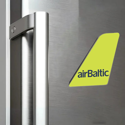 Airbaltic Airlines aviation design tail magnet in 3D metal with magnetic back.