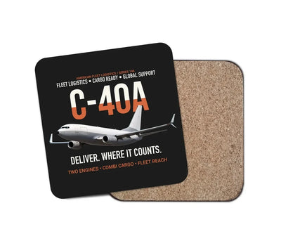 C-40A Clipper Fleet Logistics Ready design on black 1 piece coaster
