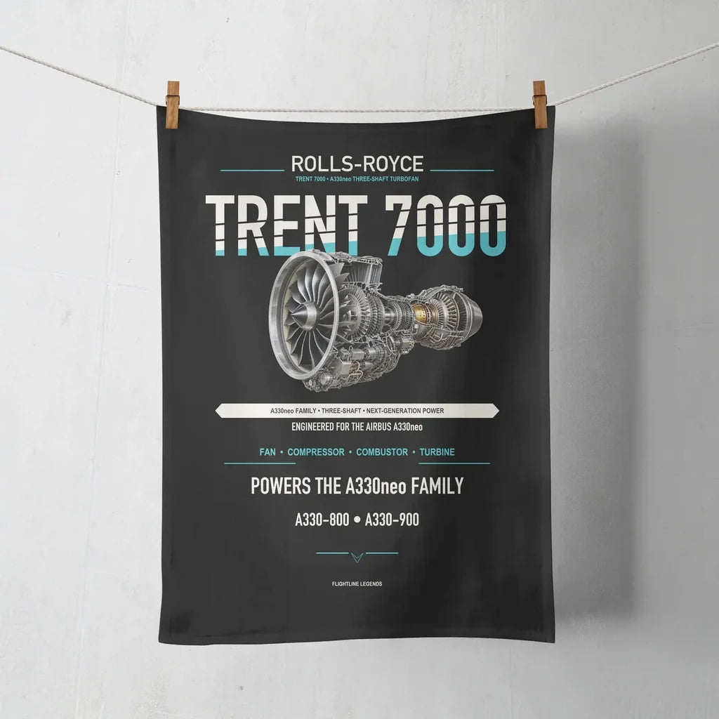 TRENT 7000 design on black towel