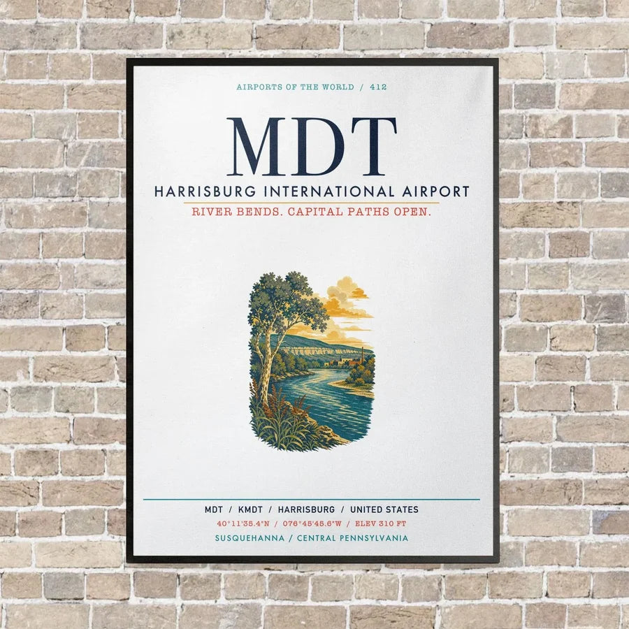 Harrisburg International Airport MDT vertical canvas print - framed - white background