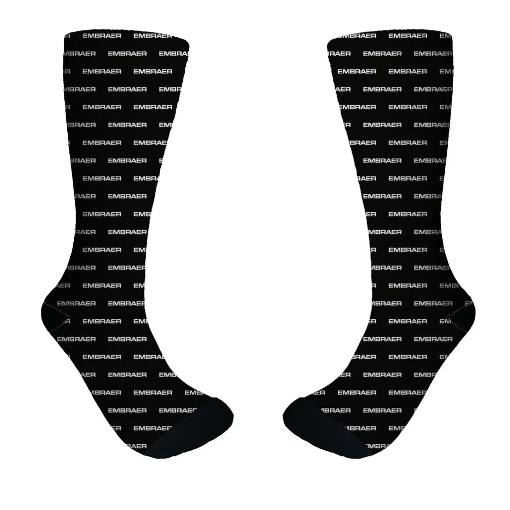Embraer & Text aviation design on soft cotton blend socks.