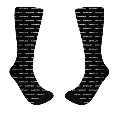 Embraer & Text aviation design on soft cotton blend socks.