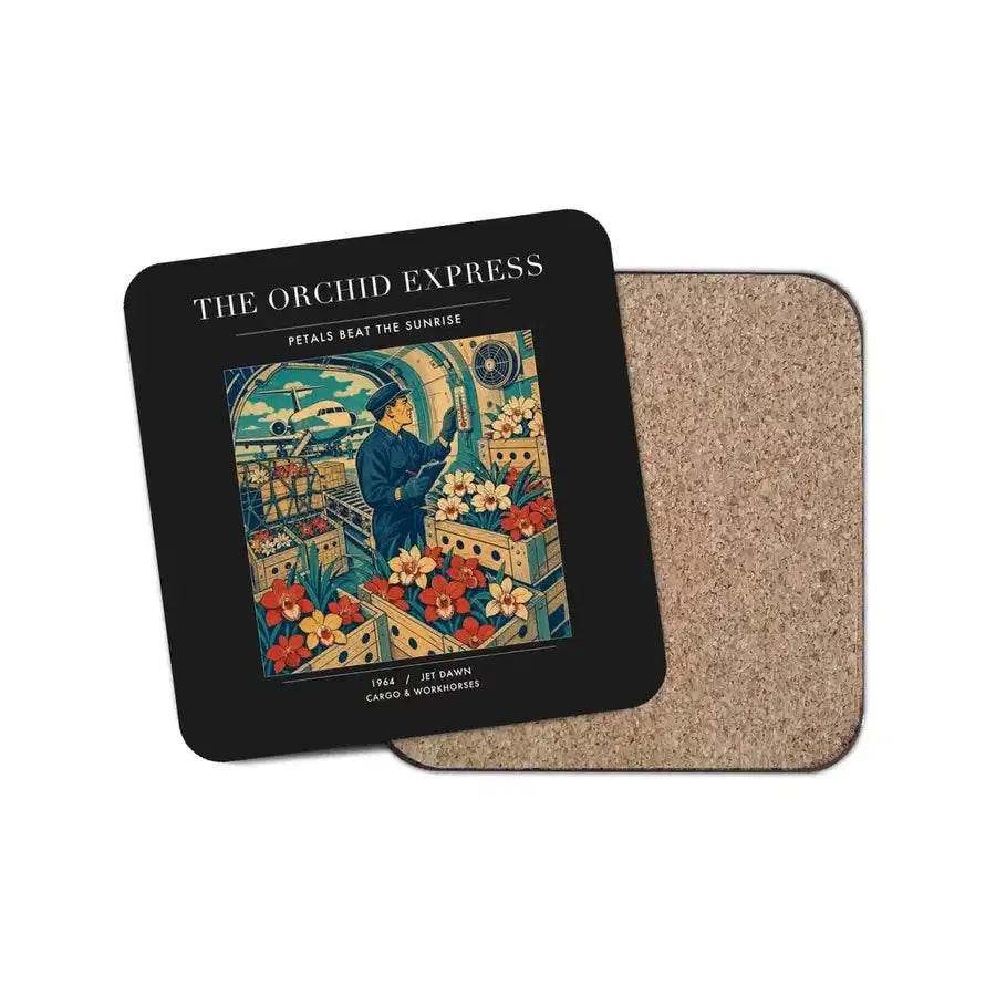 The Orchid Express - Designed Coasters design on black 1-piece