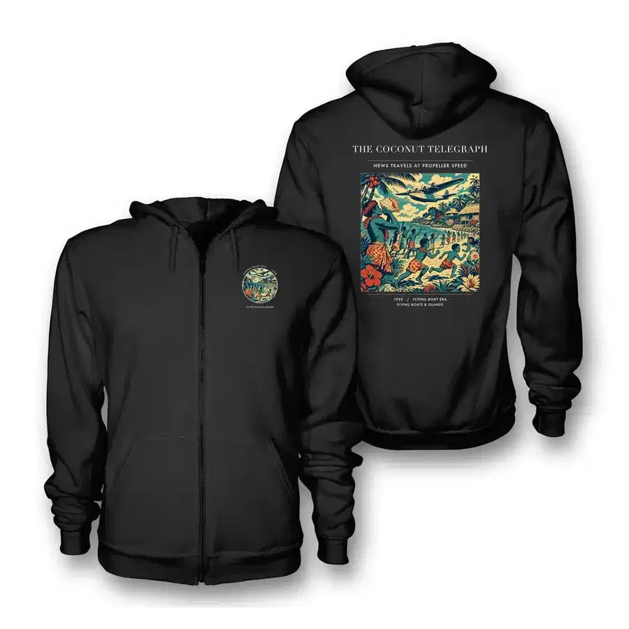 VINTAGE G4402 - The Coconut Telegraph - Premium Zipped Hoodie design on black