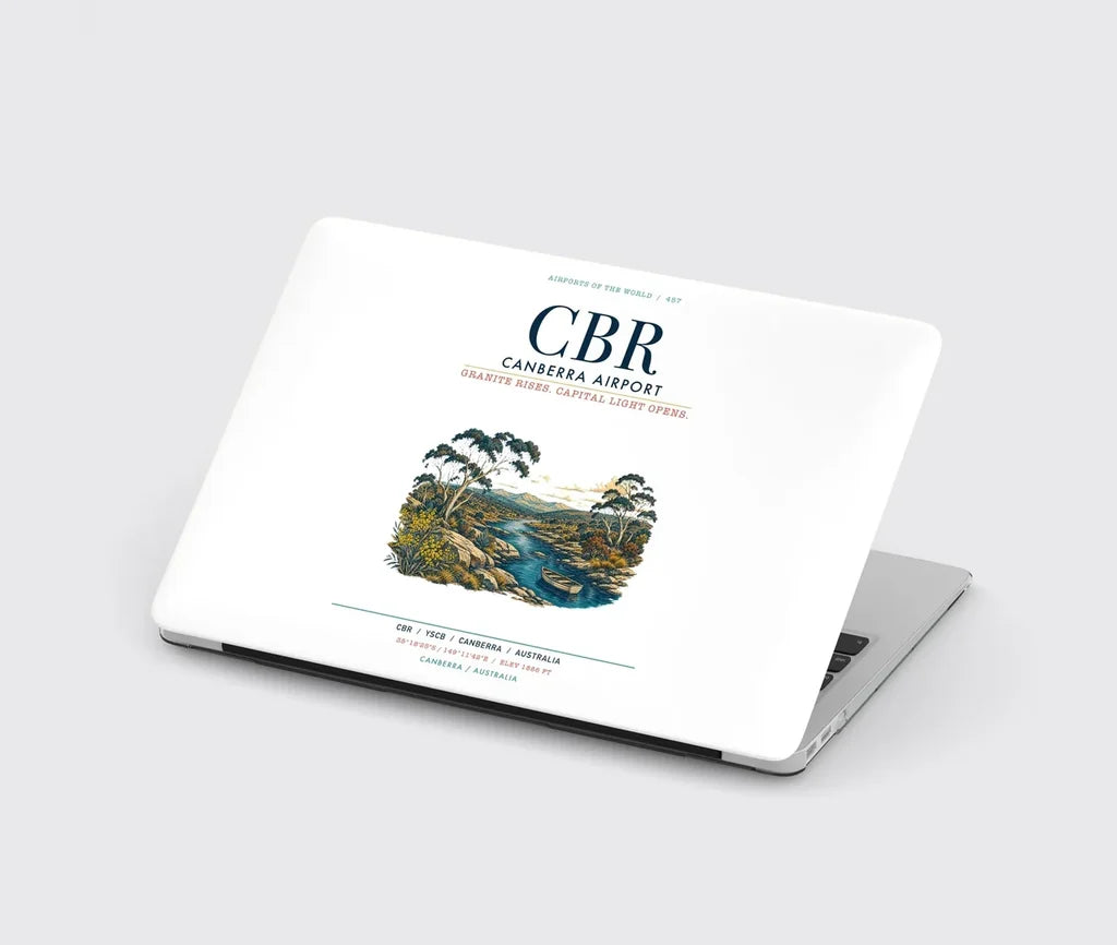 Canberra Airport (CBR) design on white MacBook case