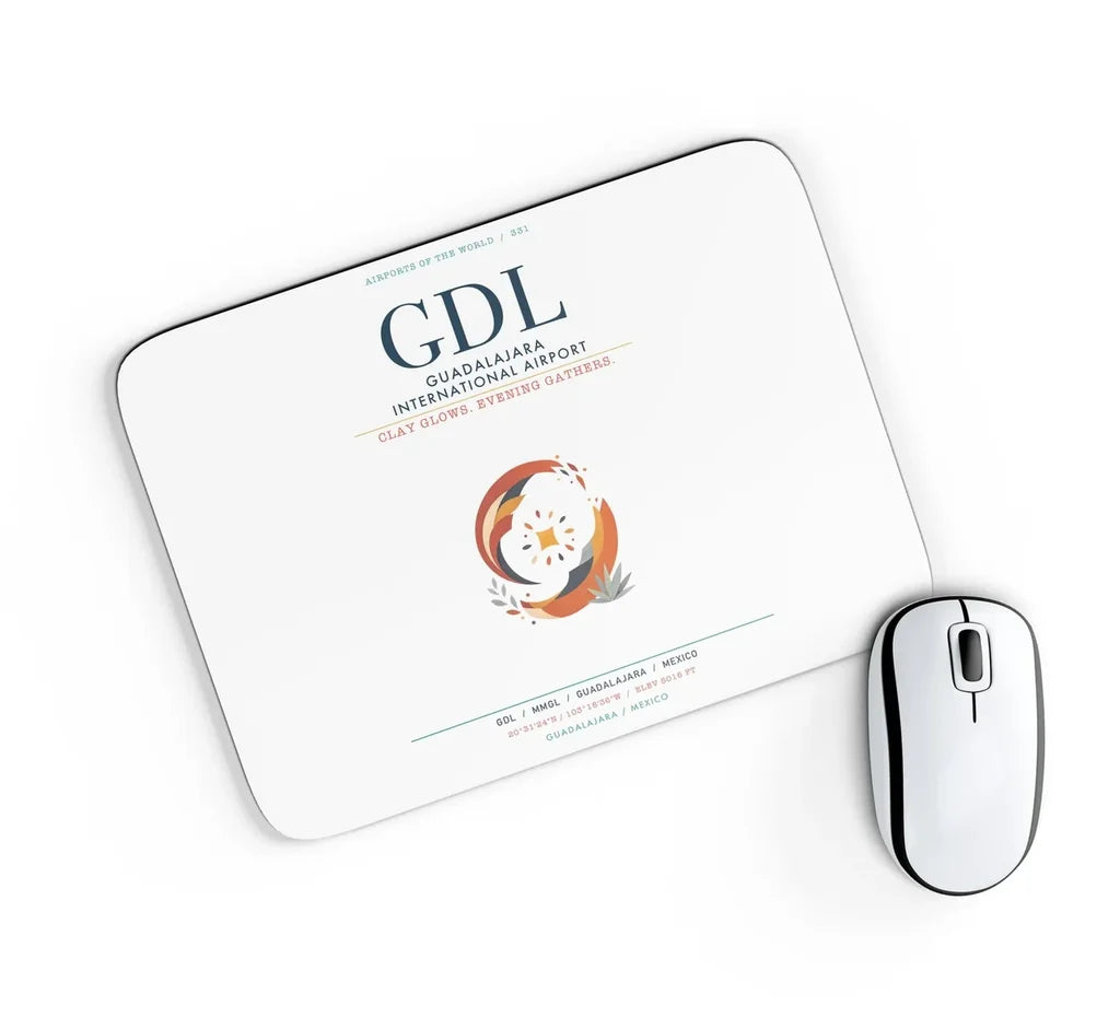 Guadalajara International Airport (GDL) design on white rectangle mouse pad