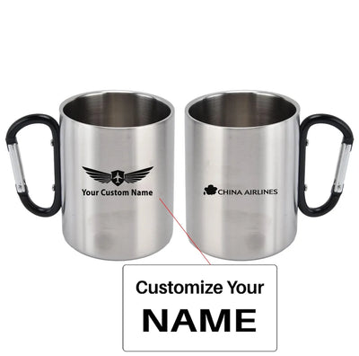 China Airlines aviation design on outdoor mug, durable insulated construction.