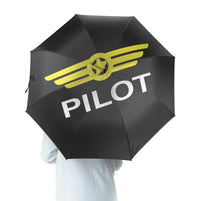 Thumbnail for Pilot & Badge Black aviation design on windproof polyester umbrella.