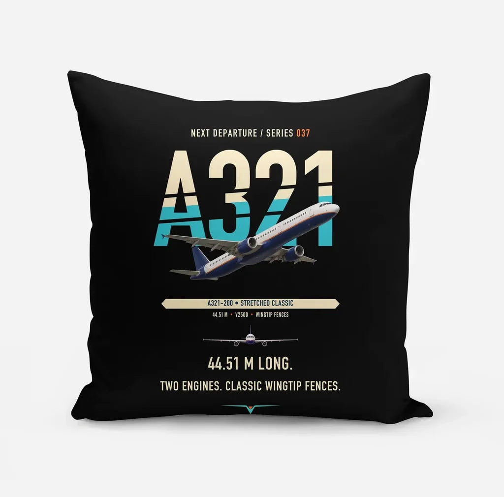 Airbus A321 design on black pillow