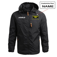 Thumbnail for Airbus & Text aviation design printed on lightweight shell with slim fit stylish thin jacket.