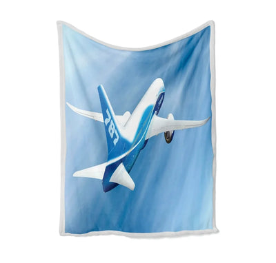 Beautiful Painting of Boeing 787 Dreamliner Bed Blankets & aviation print on soft fleece blanket.