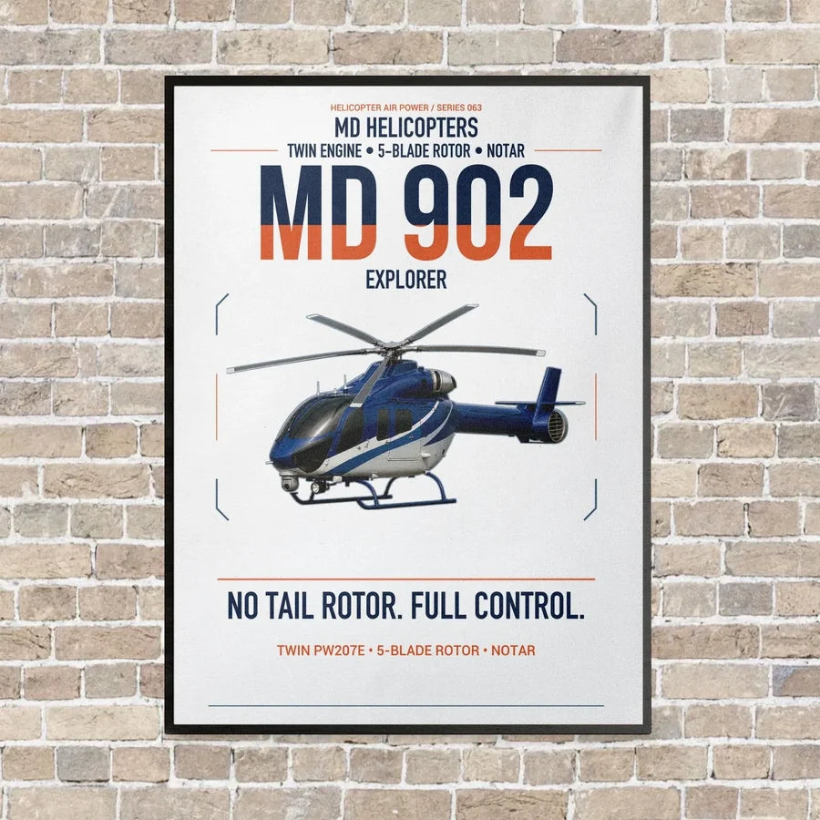 MD Helicopters MD 902 Explorer vertical canvas print - framed - white background
