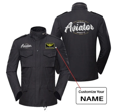 Aviator - Dont Make Me Walk aviation design printed on heavy cotton coat with field details military coat.