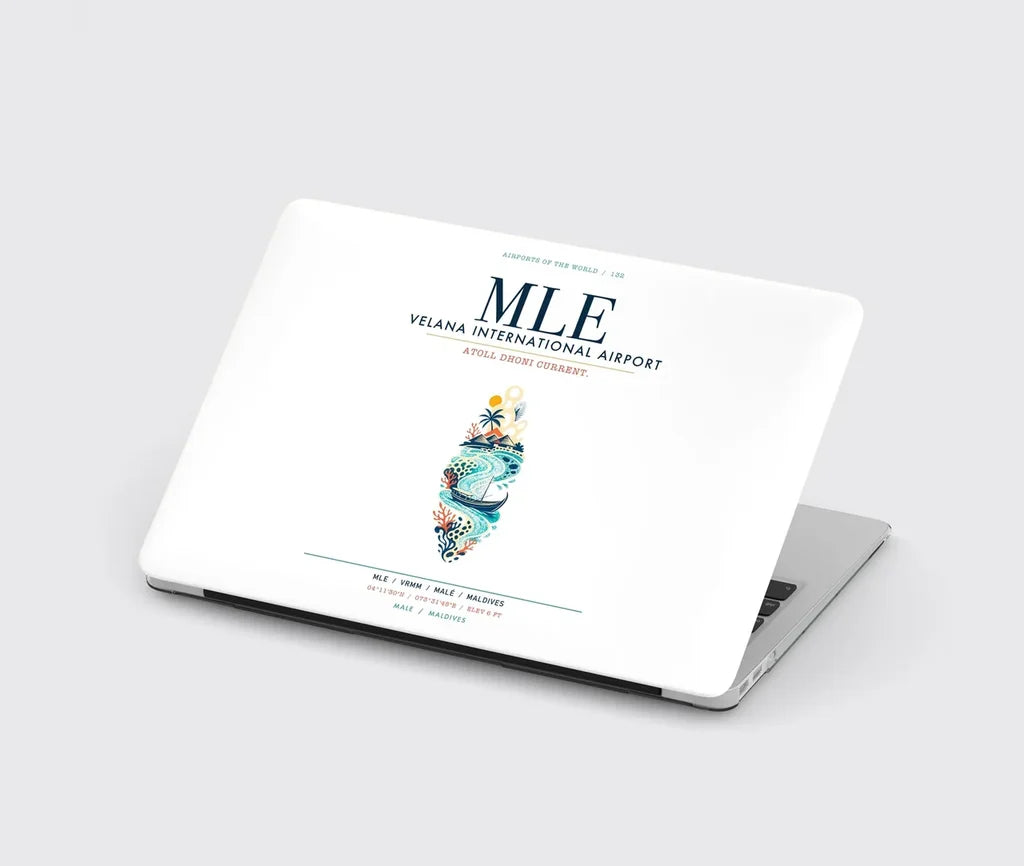 Velana International Airport Malé (MLE) design on white MacBook case