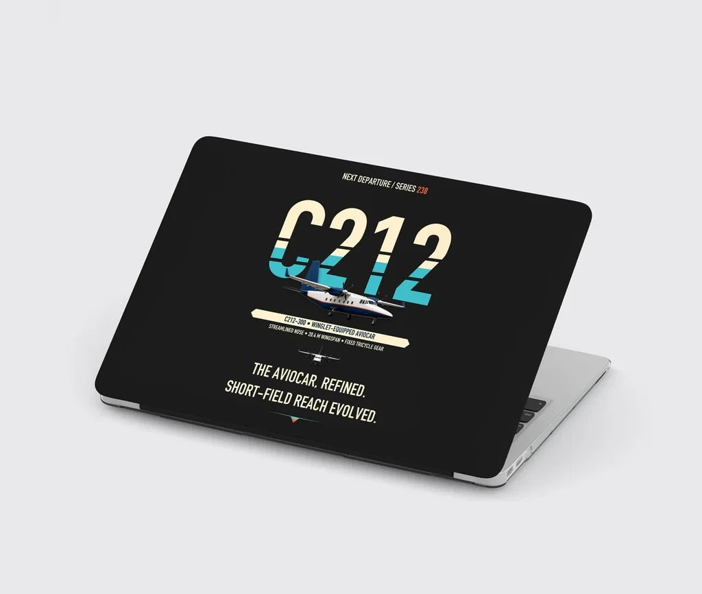CASA C-212-300 Aviocar design on black MacBook case