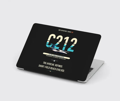 CASA C-212-300 Aviocar design on black MacBook case