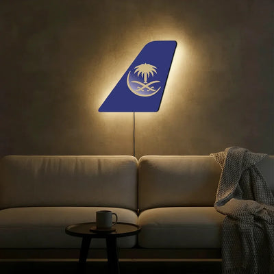 Saudi Arabian Airlines aviation design on durable metal with LED aircraft tail wall art.