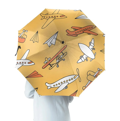 Super Drawings of Airplanes aviation design on windproof polyester umbrella.