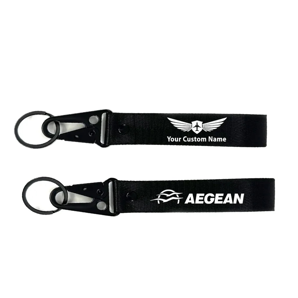 Aegean Airlines aviation hawk-shaped key chain, durable metal alloy.