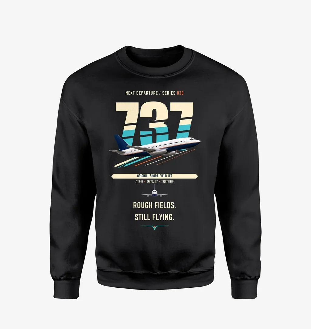 Boeing 737-200 design on black sweatshirt
