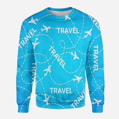 Travel & Planes aviation design printed on soft cotton blend 3D sweatshirt.