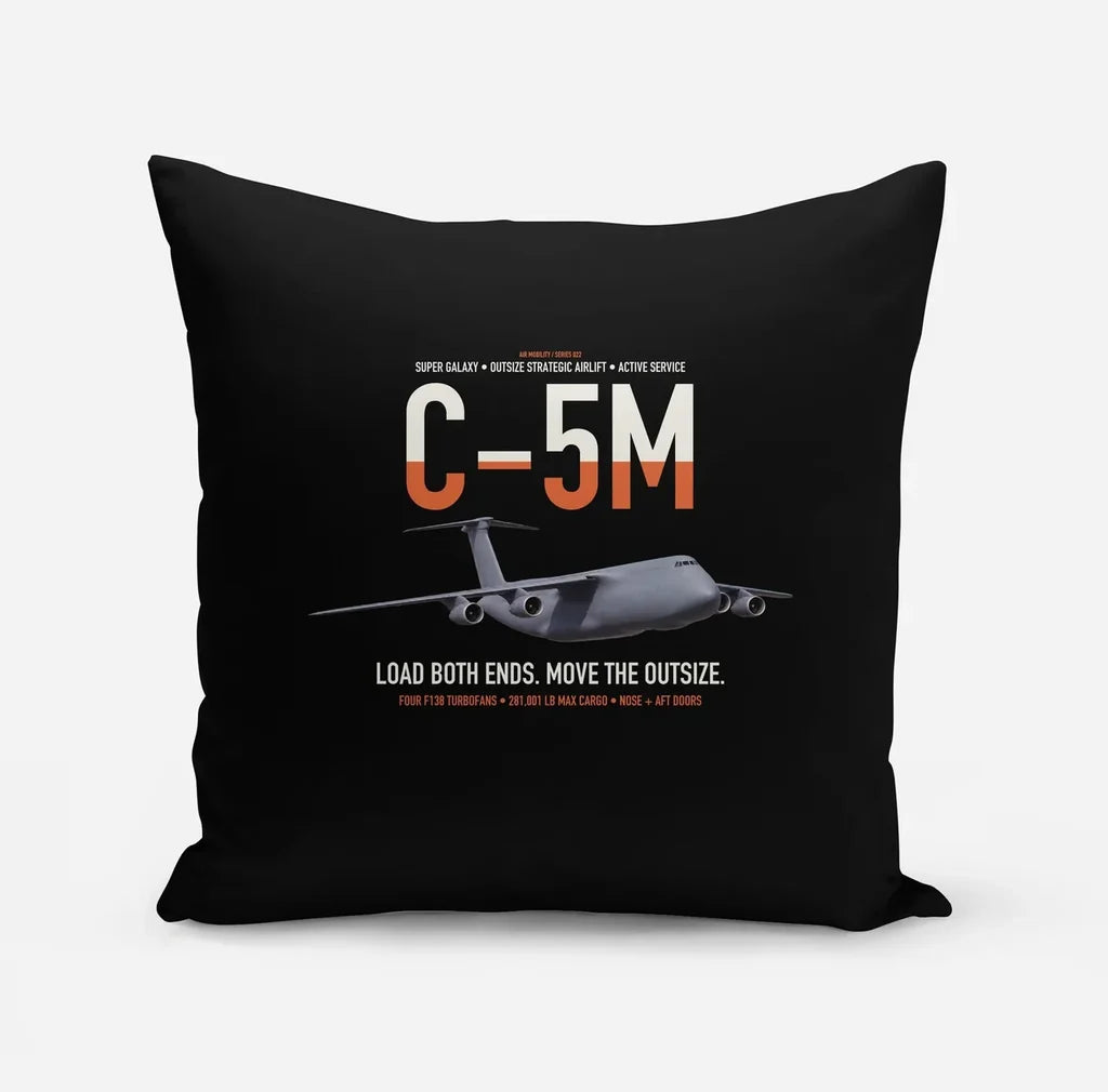C-5M Super Galaxy design on black pillow