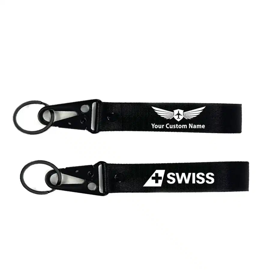 Swiss International Airlines aviation hawk-shaped key chain, durable metal alloy.