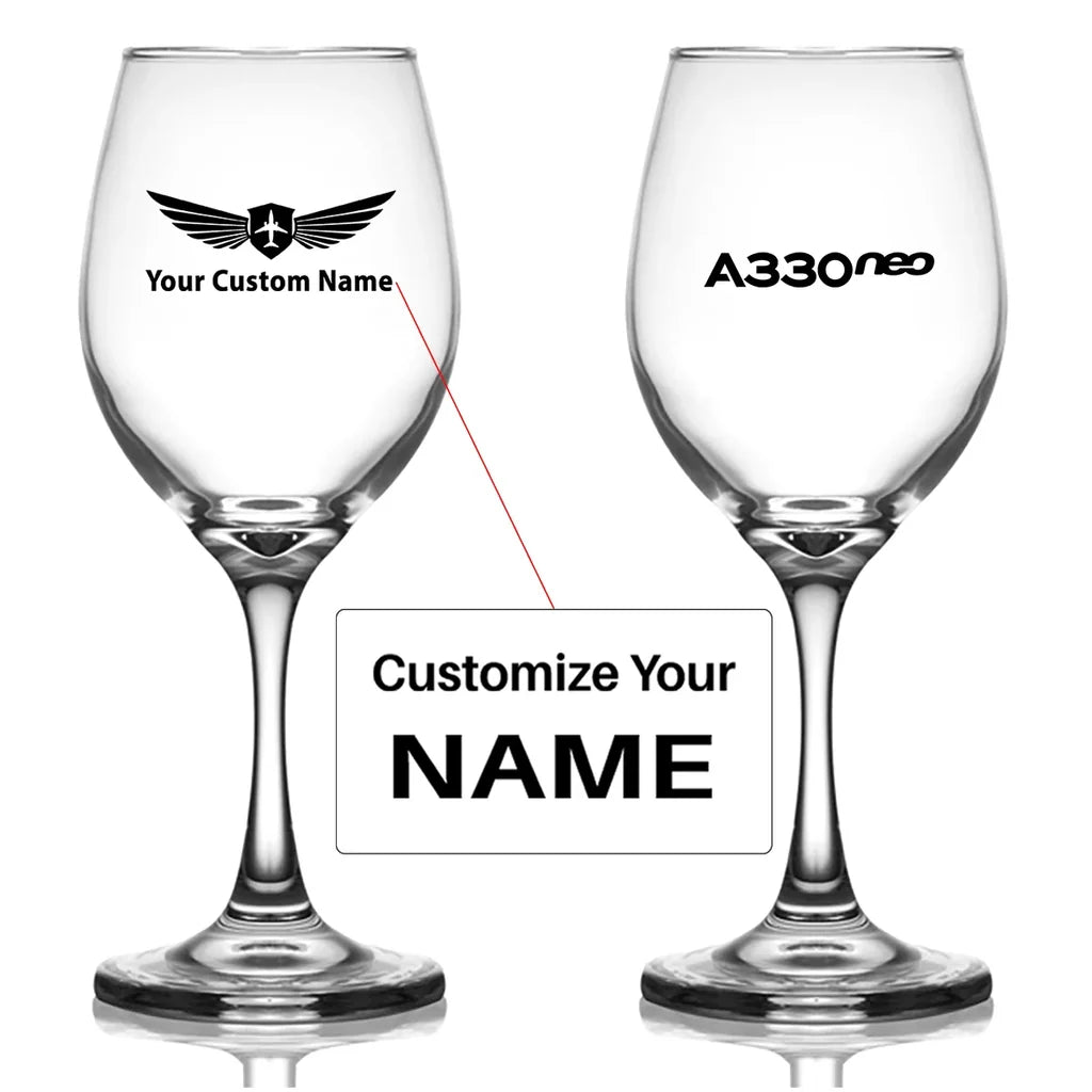 Customisable Airbus A330 Wine Glass