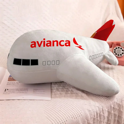 Avianca Airlines aviation design on soft polyester filling airplane-shape decorative pillow.