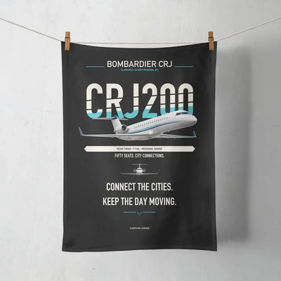 Bombardier CRJ200 design on black towel