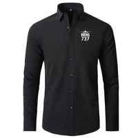 Thumbnail for Boeing 737 & Plane aviation design printed on soft cotton long-sleeve 2D shirt.