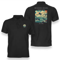 Thumbnail for VINTAGE G4002 - The Channel Crossing - Double-Side Polo T-Shirt design on black