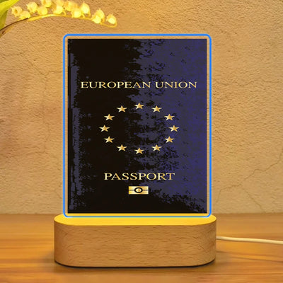 European Union Passport aviation art night lamp in premium acrylic with LED.