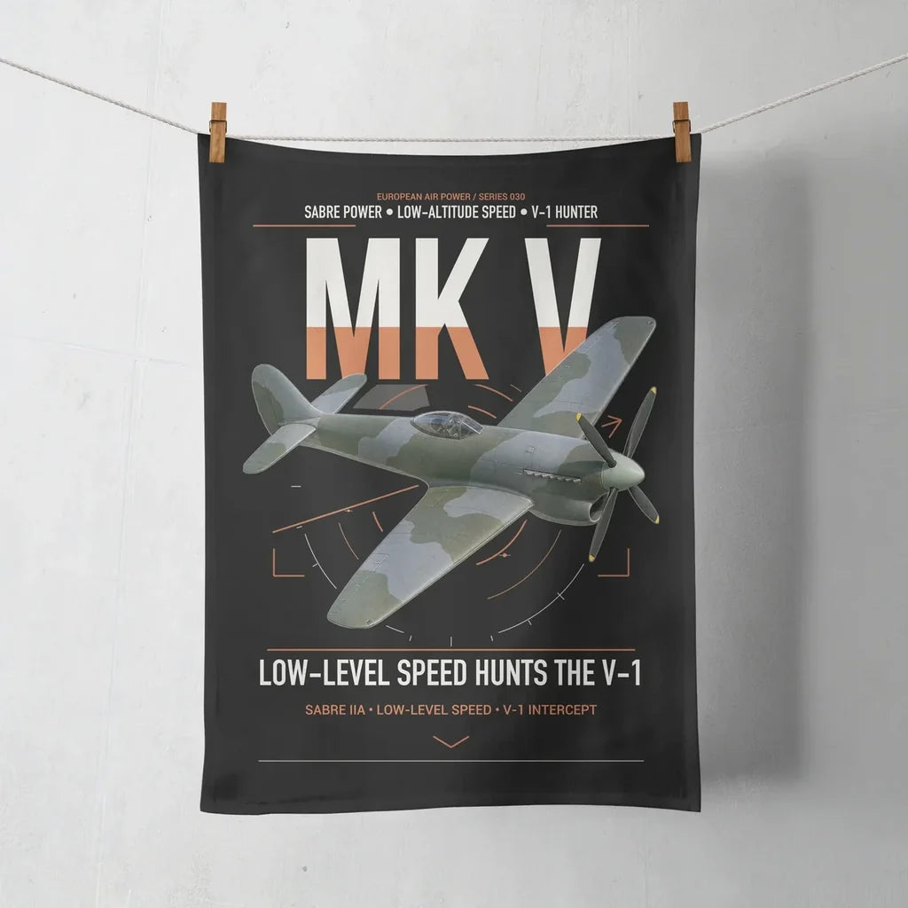 Hawker Tempest Mk V design on black towel