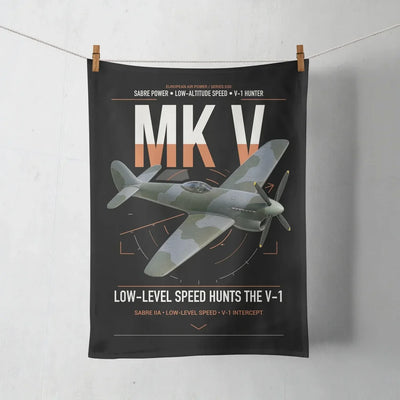 Hawker Tempest Mk V design on black towel
