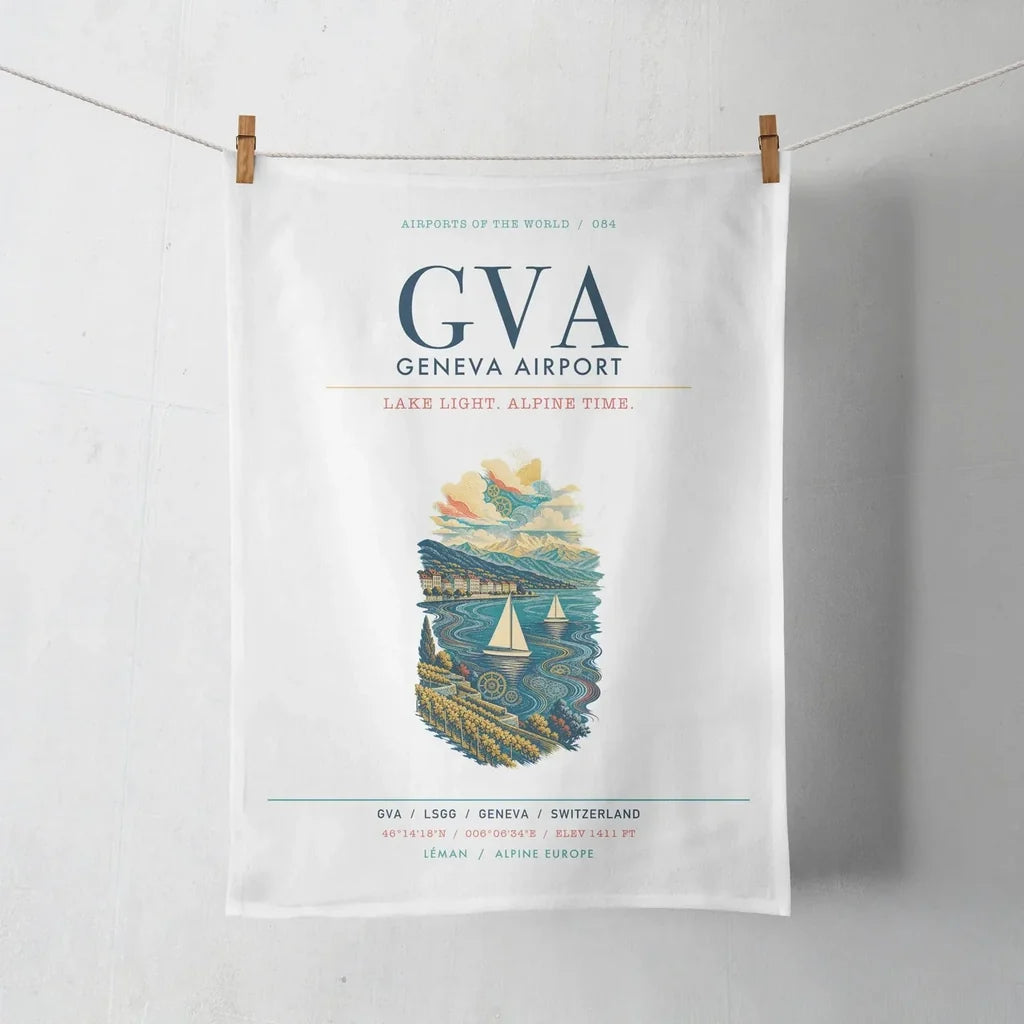 Geneva Airport (GVA) design on white towel