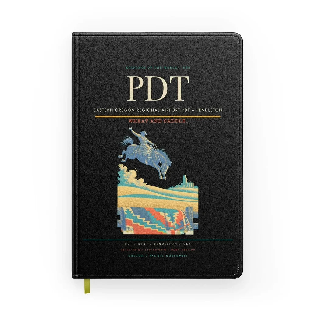 Eastern Oregon Regional Airport (PDT) design on black notebook