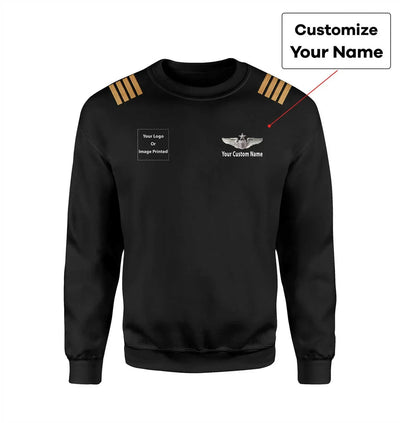Custom Name & LOGO & EPAULETTES (US Air Force & Star) aviation design printed on soft cotton blend sweatshirt.