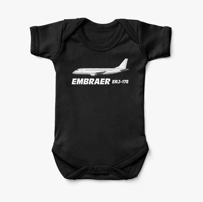 The Embraer ERJ-175 aviation print on kids gentle cotton bodysuit.