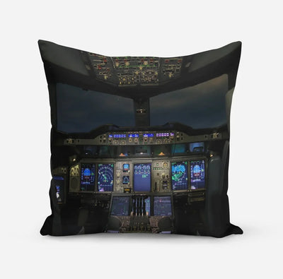 Airbus A380 Cockpit aviation design on soft polyester filling pillow.