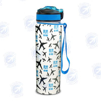 Thumbnail for Fly Be Free White Sports aviation design on sport kettle, insulated bottle with sport spout.