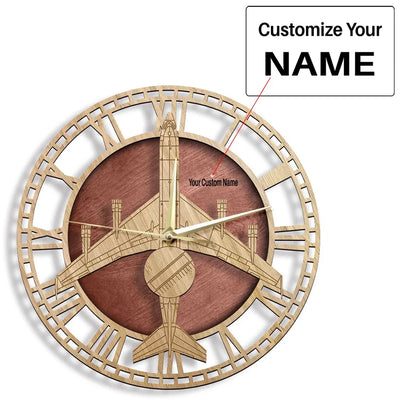 E-3A Sentry AWACS aviation design on premium wood wooden wall clock.