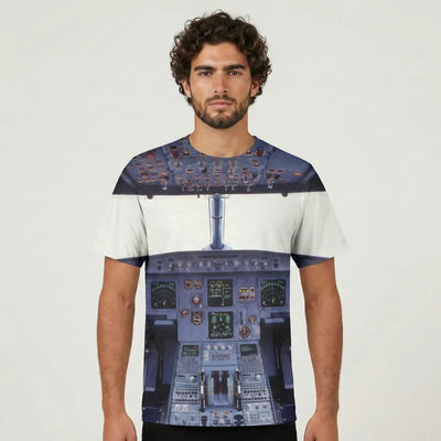 Airbus A320 Cockpit Wide aviation print 3D-printed clothing, soft cotton blend.