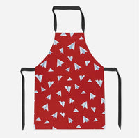 Thumbnail for Paper Airplanes (Red) aviation design on durable cotton blend kitchen apron.
