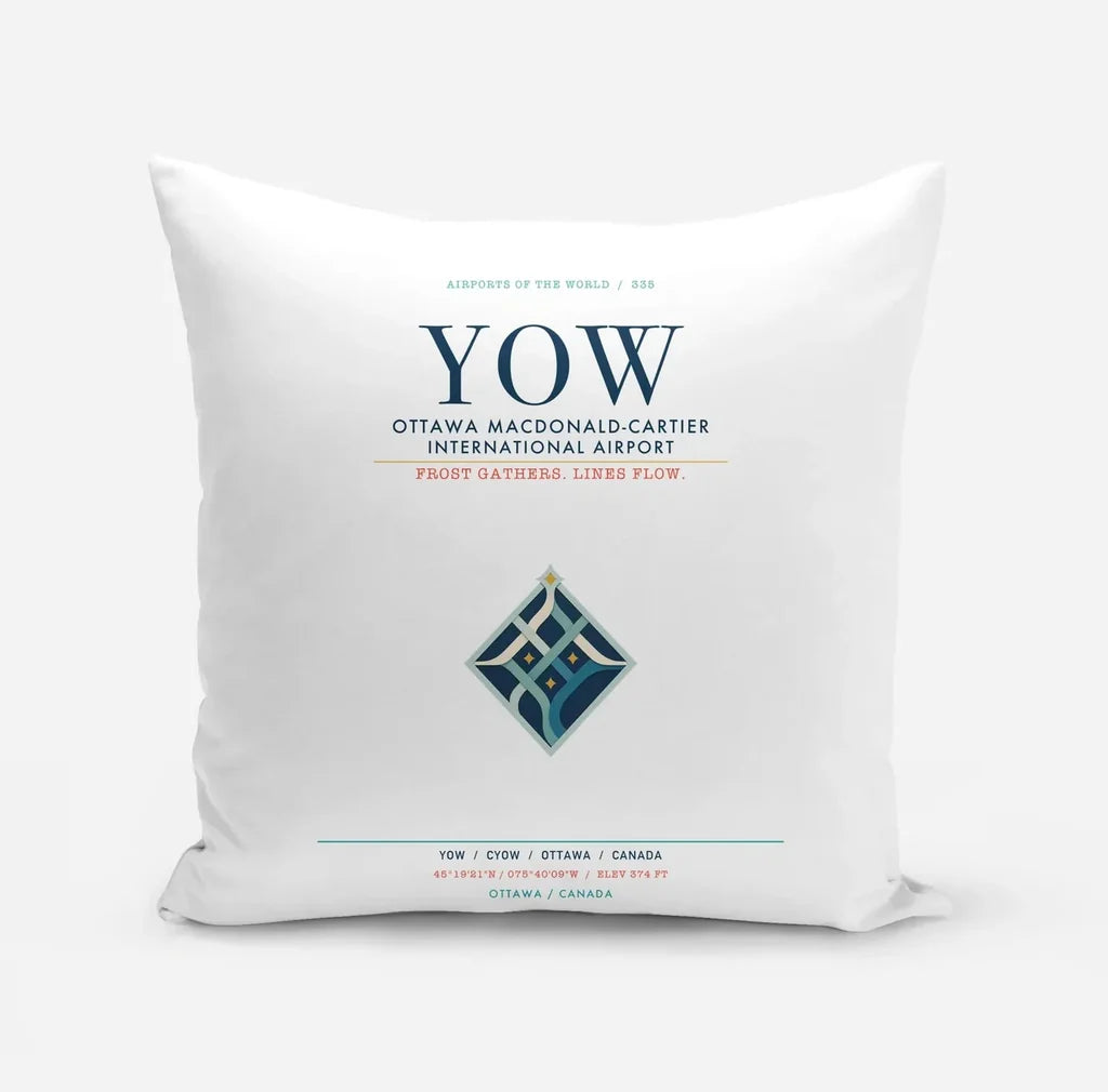 Ottawa Macdonald-Cartier International Airport (YOW) design on white pillow